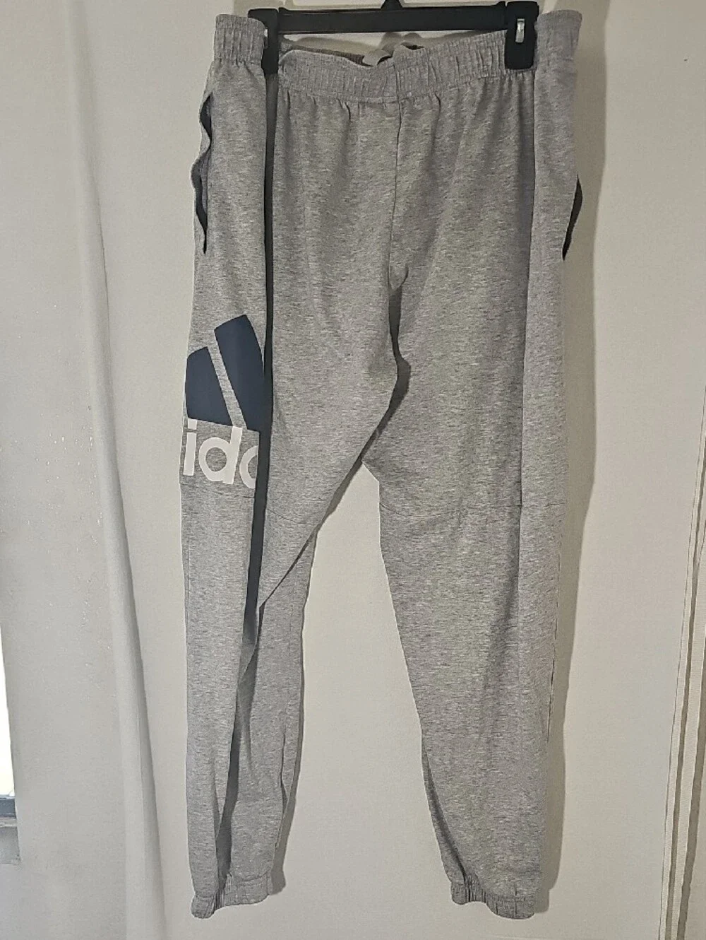 adidas Gray Men Logo Joggers with Navy Accent